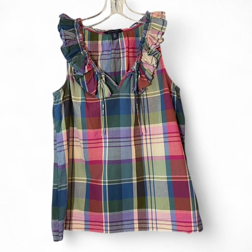 Tommy Hilfiger plaid sleeveless blouse S